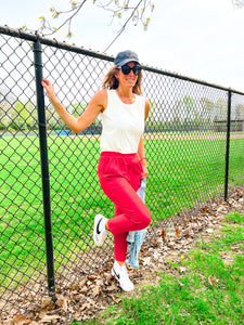 Lipstick Red Ankle Pant