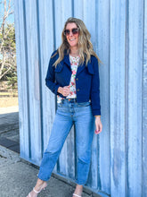 Load image into Gallery viewer, Navy Crop Jacket