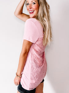 Lace Back Tunic Top