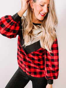 Very Merry Flannel Top- Red