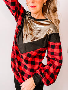 Very Merry Flannel Top- Red