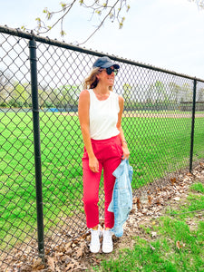 Lipstick Red Ankle Pant
