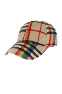 Rainbow of Plaid Hat - Oatmeal